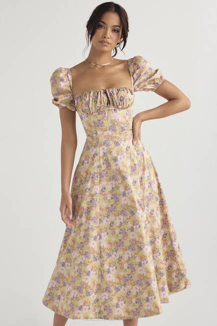 klær tallulah peonprint puffermet midi sundress House of CB J6RL428