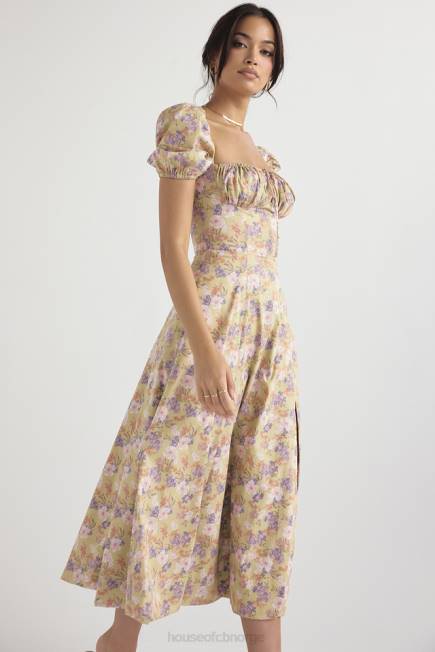 klær tallulah peonprint puffermet midi sundress House of CB J6RL428