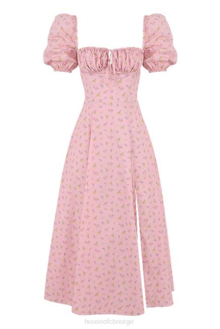 klær tallulah rosa floral midikjole med puffermer House of CB J6RL566
