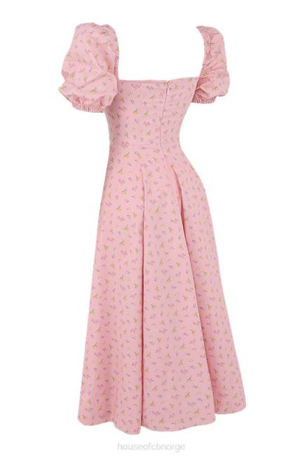 klær tallulah rosa floral midikjole med puffermer House of CB J6RL566