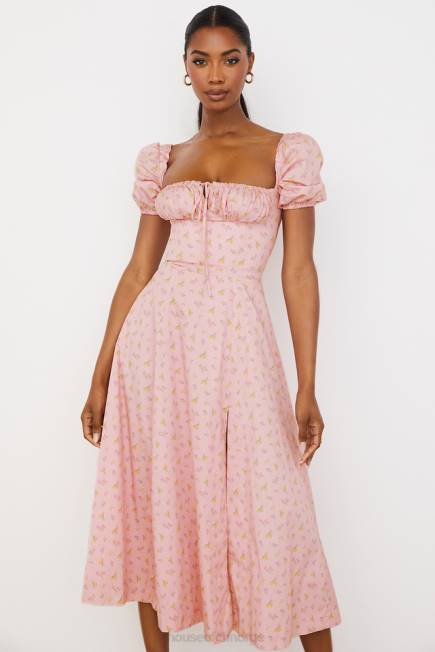 klær tallulah rosa floral midikjole med puffermer House of CB J6RL566
