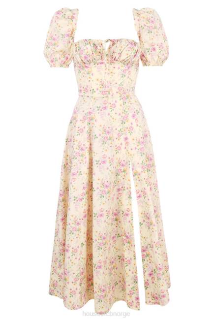 klær tallulah sitron floral puff sleeve midi sundress House of CB J6RL617