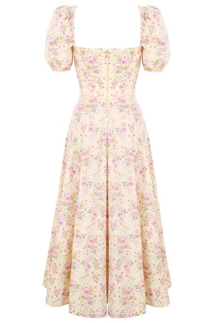 klær tallulah sitron floral puff sleeve midi sundress House of CB J6RL617
