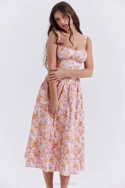 klær tatiana midi sundress med rosa print House of CB J6RL252