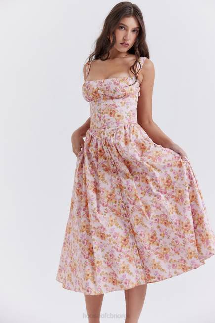 klær tatiana midi sundress med rosa print House of CB J6RL252