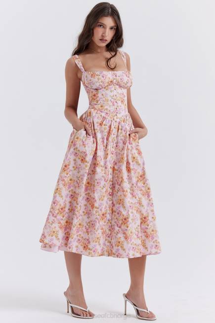 klær tatiana midi sundress med rosa print House of CB J6RL252