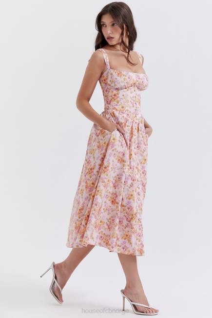 klær tatiana midi sundress med rosa print House of CB J6RL252
