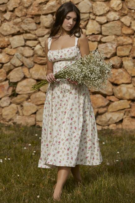 klær tatiana midi sundress med rosetrykk House of CB J6RL251