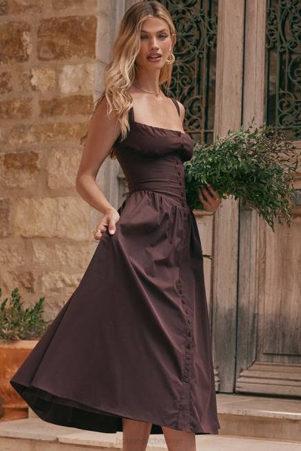 klær tatiana rik brun midi sundress House of CB J6RL172