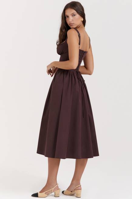 klær tatiana rik brun midi sundress House of CB J6RL172