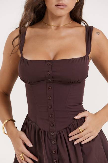 klær tatiana rik brun midi sundress House of CB J6RL172