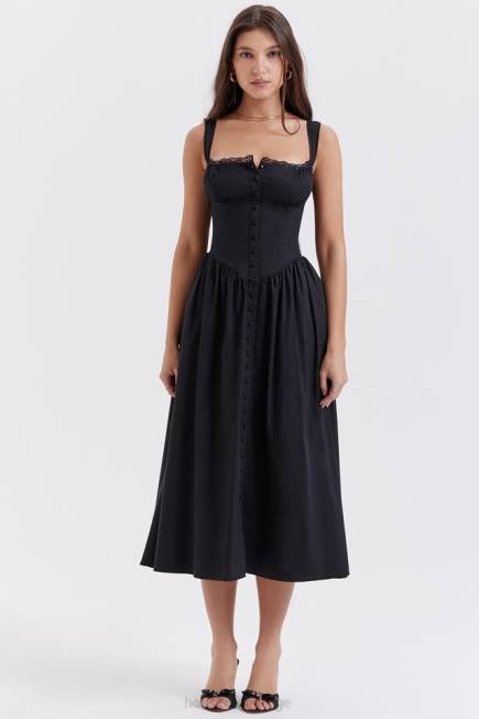 klær tatiana svart midi sundress House of CB J6RL253