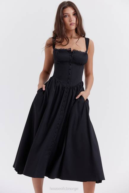 klær tatiana svart midi sundress House of CB J6RL253