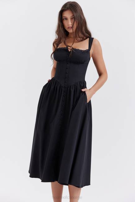klær tatiana svart midi sundress House of CB J6RL253