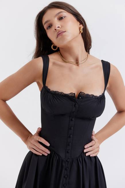 klær tatiana svart midi sundress House of CB J6RL253