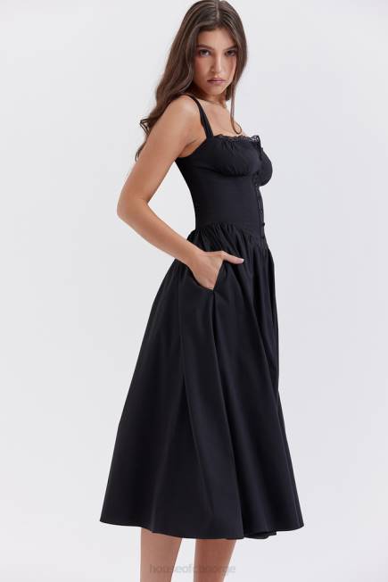 klær tatiana svart midi sundress House of CB J6RL253