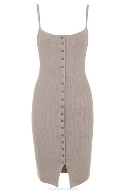klær teva beige midikjole i strikket kashmir House of CB J6RL315