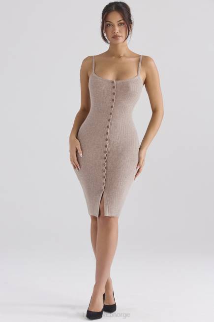 klær teva beige midikjole i strikket kashmir House of CB J6RL315