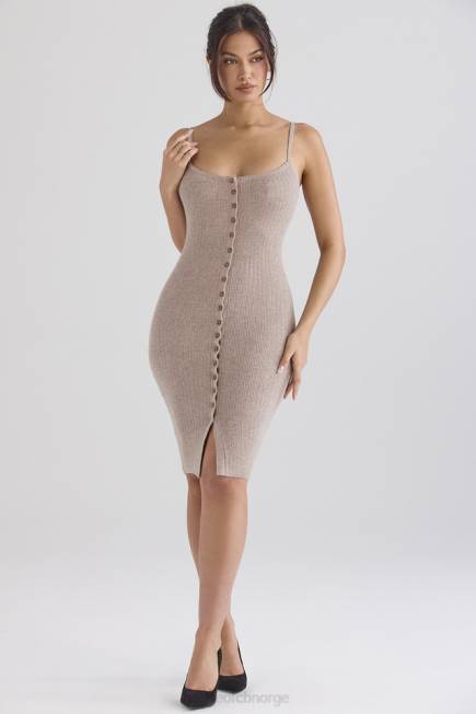 klær teva beige midikjole i strikket kashmir House of CB J6RL315