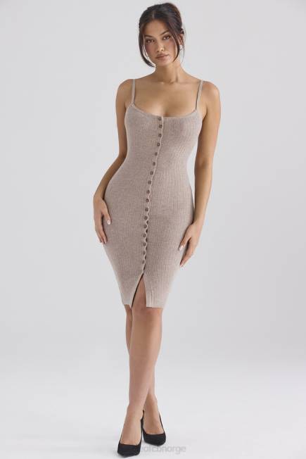 klær teva beige midikjole i strikket kashmir House of CB J6RL315