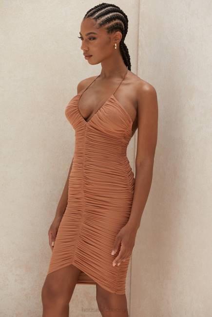 klær tiarra amber midikjole i ruched mesh House of CB J6RL607