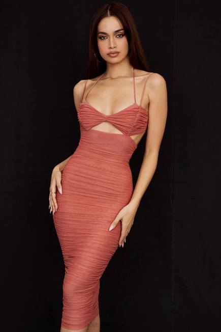 klær tibi rose cutout rynket midikjole House of CB J6RL504