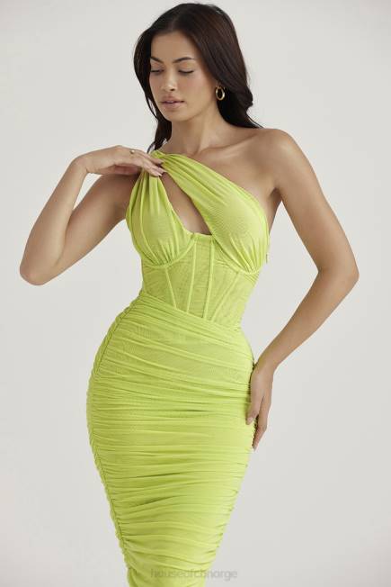 klær valentina lime asymmetrisk midikjole House of CB J6RL422