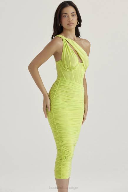 klær valentina lime asymmetrisk midikjole House of CB J6RL422