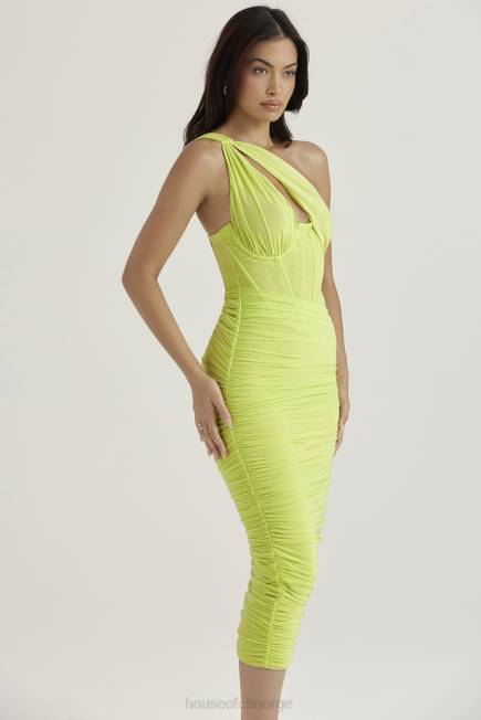 klær valentina lime asymmetrisk midikjole House of CB J6RL422