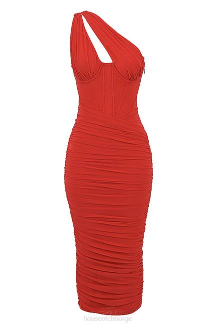 klær valentina scarlet midikjole med asymmetrisk utskjæring House of CB J6RL509