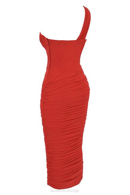 klær valentina scarlet midikjole med asymmetrisk utskjæring House of CB J6RL509