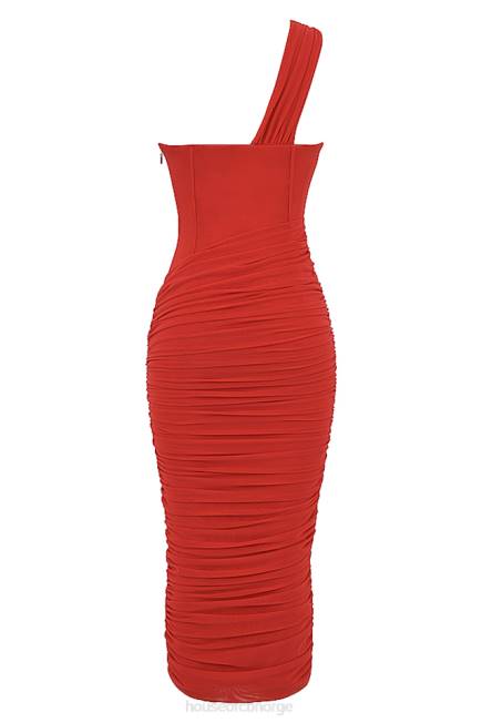 klær valentina scarlet midikjole med asymmetrisk utskjæring House of CB J6RL509