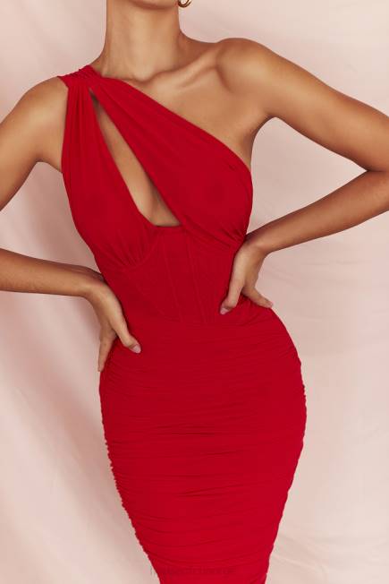 klær valentina scarlet midikjole med asymmetrisk utskjæring House of CB J6RL509