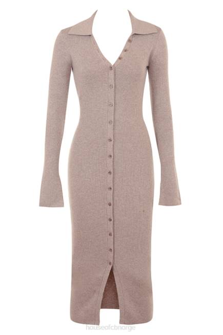 klær yvette beige midikjole i strikket kashmir House of CB J6RL311