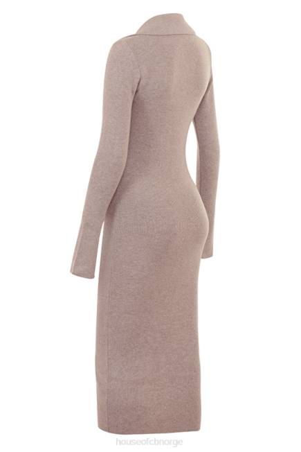 klær yvette beige midikjole i strikket kashmir House of CB J6RL311