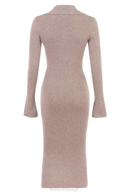 klær yvette beige midikjole i strikket kashmir House of CB J6RL311
