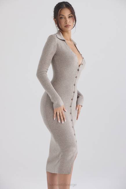 klær yvette beige midikjole i strikket kashmir House of CB J6RL311