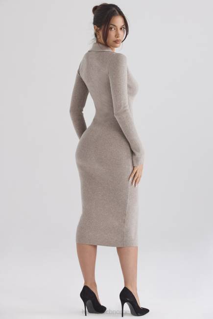 klær yvette beige midikjole i strikket kashmir House of CB J6RL311