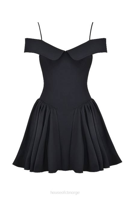 klær Elida svart off shoulder minikjole House of CB J6RL139