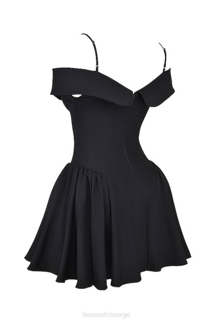 klær Elida svart off shoulder minikjole House of CB J6RL139