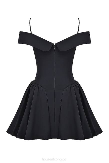 klær Elida svart off shoulder minikjole House of CB J6RL139