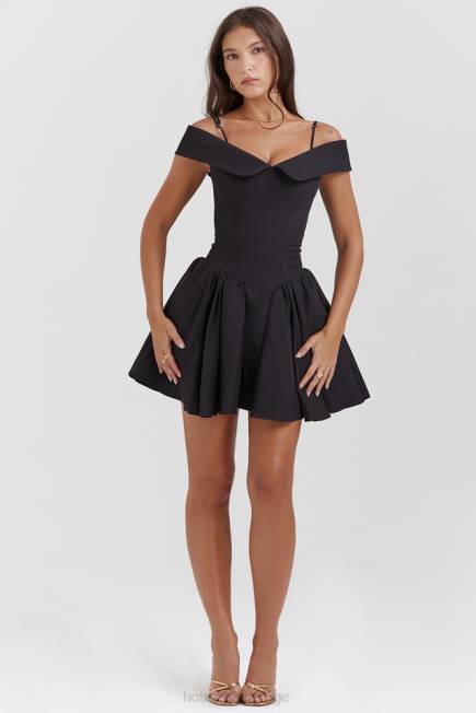 klær Elida svart off shoulder minikjole House of CB J6RL139