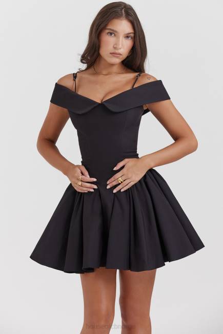 klær Elida svart off shoulder minikjole House of CB J6RL139