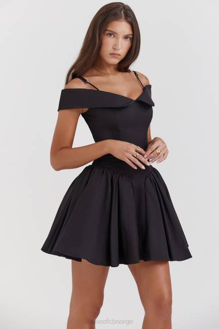 klær Elida svart off shoulder minikjole House of CB J6RL139