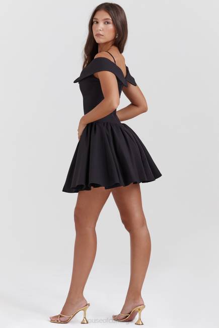 klær Elida svart off shoulder minikjole House of CB J6RL139
