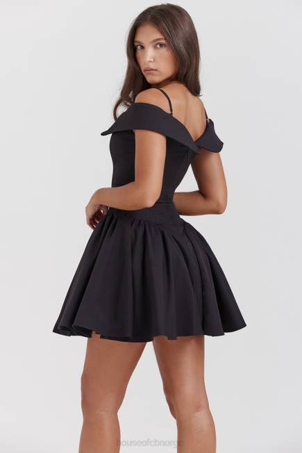 klær Elida svart off shoulder minikjole House of CB J6RL139