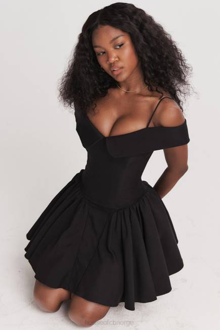 klær Elida svart off shoulder minikjole House of CB J6RL139