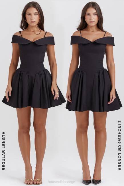 klær Elida svart off shoulder minikjole House of CB J6RL139