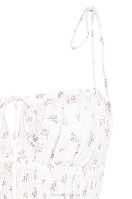 klær allie hvit floral rynket minikjole House of CB J6RL616
