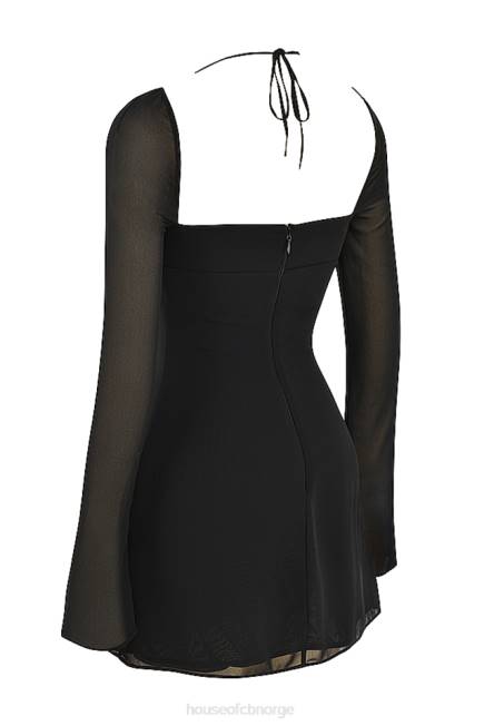 klær babydoll svart chiffon grime mini kjole House of CB J6RL510